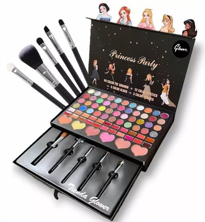 Estudio Glamour de Belleza Infantil: Maletín de Maquillaje con 73 Tonos y Set de 5 Pinceles de Alta Calidad para Pequeñas Estrellas